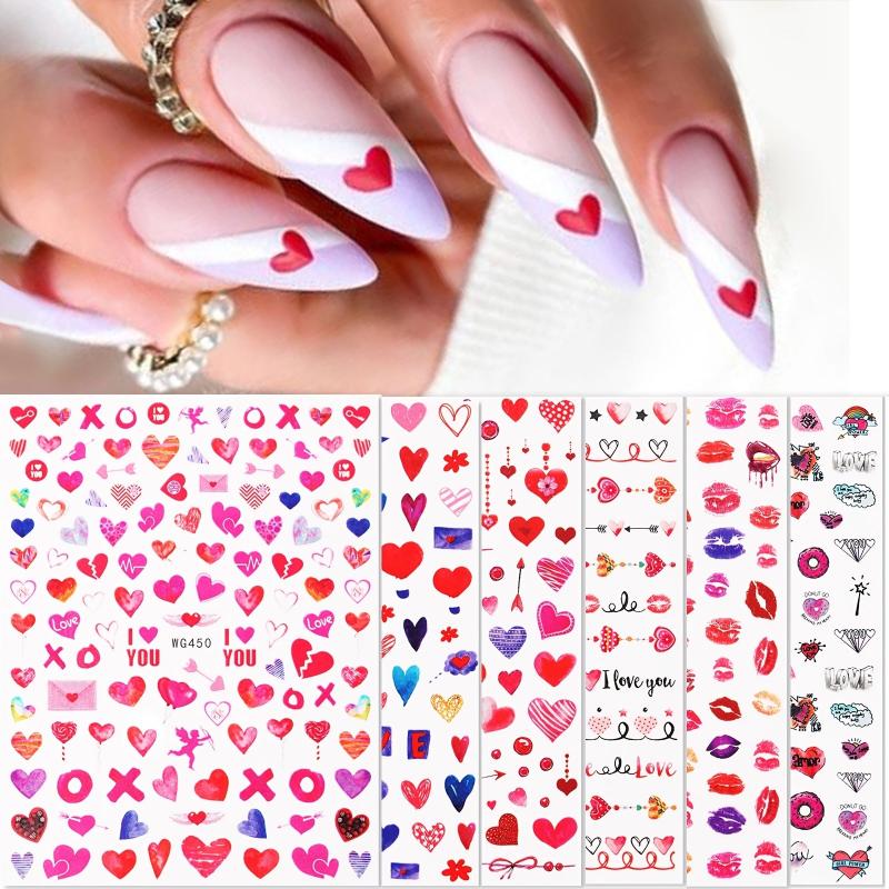 3D Heart Nail Art Stickers Self Adhesive Love Nail Decals