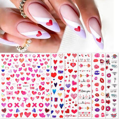 3D Heart Nail Art Stickers Self Adhesive Love Nail Decals