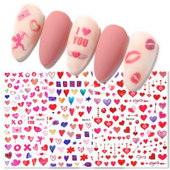 3D Heart Nail Art Stickers Self Adhesive Love Nail Decals