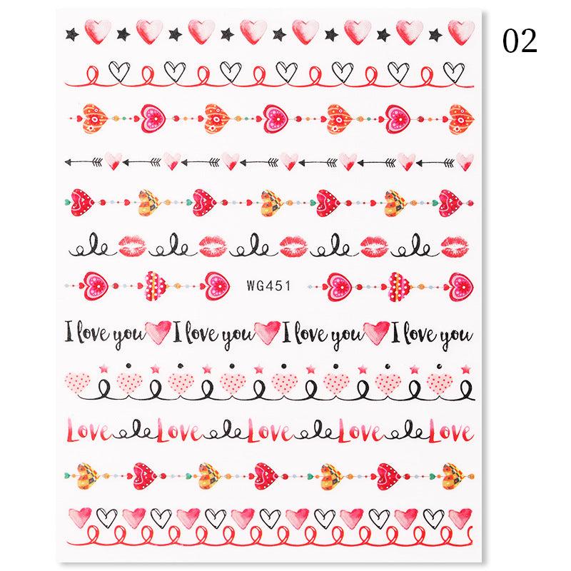3D Heart Nail Art Stickers Self Adhesive Love Nail Decals