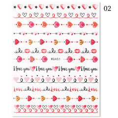 3D Heart Nail Art Stickers Self Adhesive Love Nail Decals