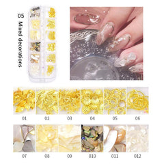 Iridescent Sea Shell Nail Art Kit with Starfish Conch Moon Gems