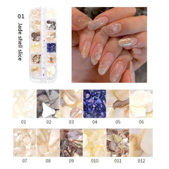 Iridescent Sea Shell Nail Art Kit with Starfish Conch Moon Gems