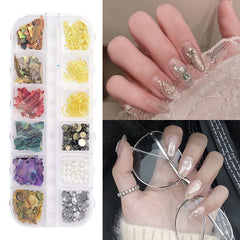 Iridescent Sea Shell Nail Art Kit with Starfish Conch Moon Gems