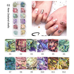 Iridescent Sea Shell Nail Art Kit with Starfish Conch Moon Gems
