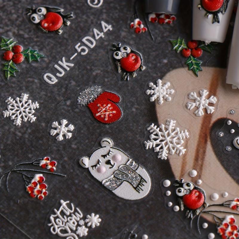5D Glitter Christmas Nail Art Stickers - Snowflake Snowman Christmas Tree Decals