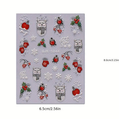 5D Glitter Christmas Nail Art Stickers - Snowflake Snowman Christmas Tree Decals