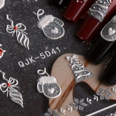 5D Glitter Christmas Nail Art Stickers - Snowflake Snowman Christmas Tree Decals