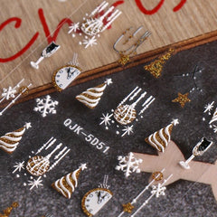 5D Glitter Christmas Nail Art Stickers - Snowflake Snowman Christmas Tree Decals