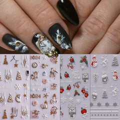 5D Glitter Christmas Nail Art Stickers - Snowflake Snowman Christmas Tree Decals