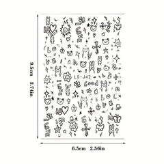 Y2K Nail Art Stickers Pink Heart Cat Bear Graffiti DIY