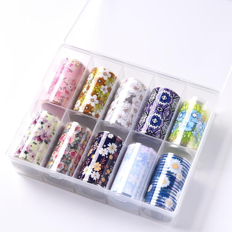Starry Sky Flower Nail Art Stickers - Salon & DIY Manicure