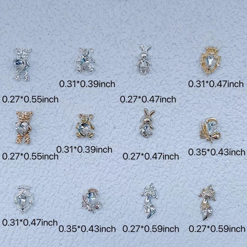 5pcs 3D Nail Charms Zircon Rhinestone Diamond Alloy Metal Jewelry