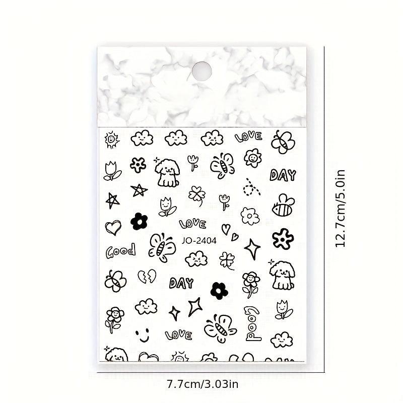 5D Cartoon Graffiti Nail Art Stickers Hand-painted DIY Decoration
