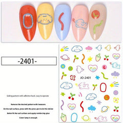 5D Cartoon Graffiti Nail Art Stickers Hand-painted DIY Decoration