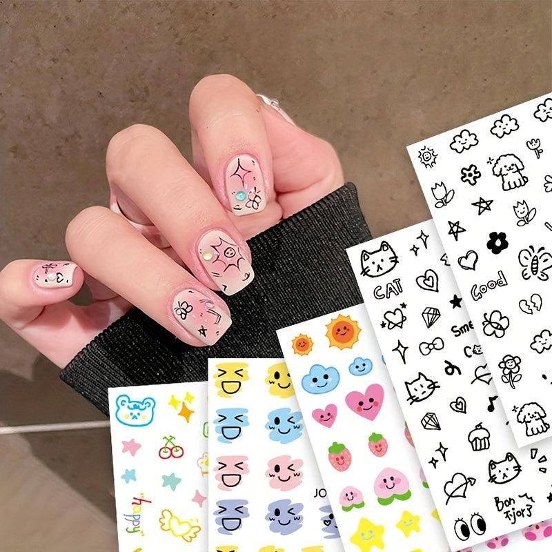 5D Cartoon Graffiti Nail Art Stickers Hand-painted DIY Decoration