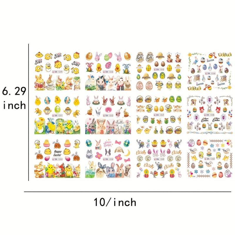 Easter Egg Nail Art Sticker Chick Rabbit Cartoon Water Decal Manicure Slider