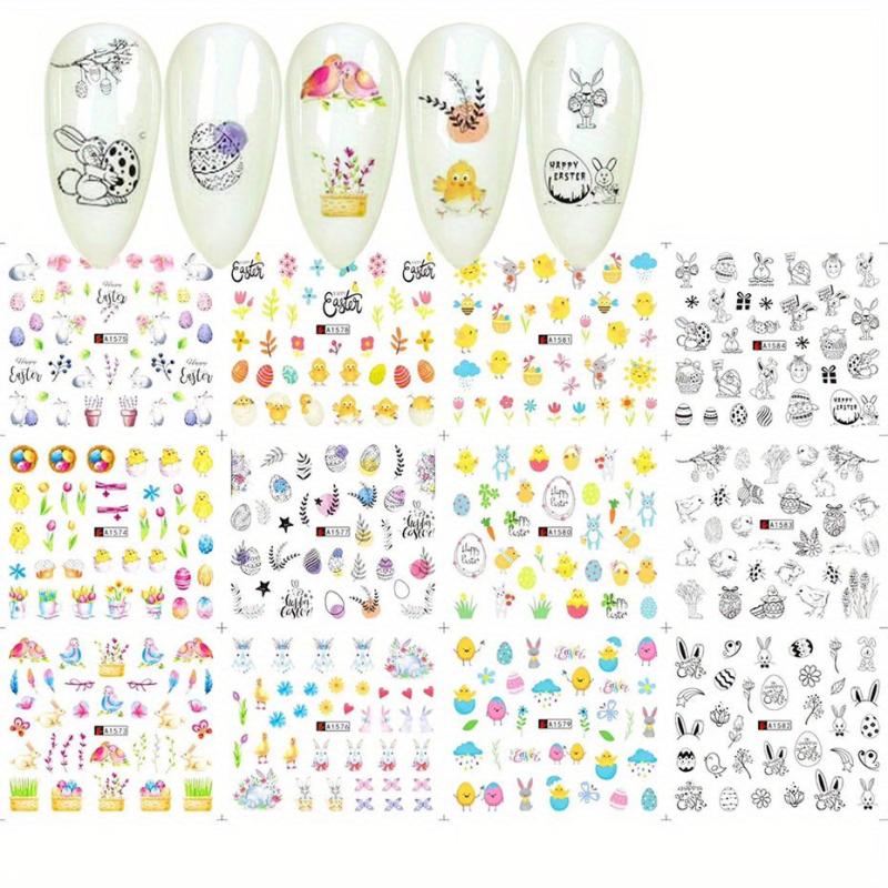 Easter Egg Nail Art Sticker Chick Rabbit Cartoon Water Decal Manicure Slider