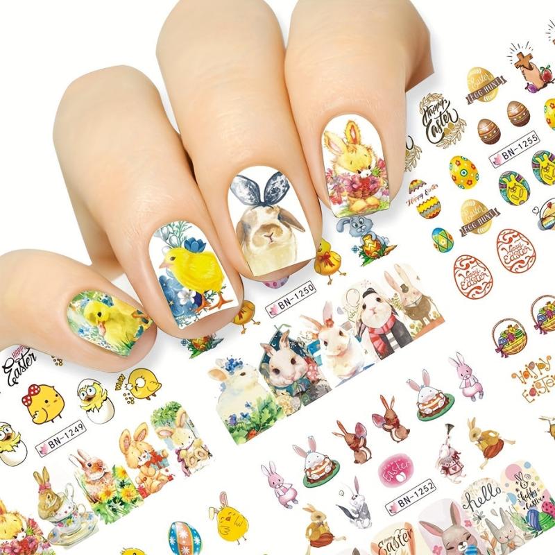 Easter Egg Nail Art Sticker Chick Rabbit Cartoon Water Decal Manicure Slider