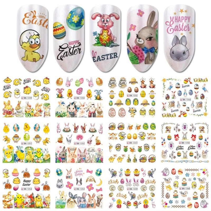 Easter Egg Nail Art Sticker Chick Rabbit Cartoon Water Decal Manicure Slider