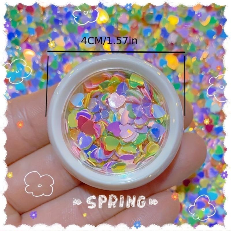 3D Heart Nail Glitter & Holographic Laser Stickers