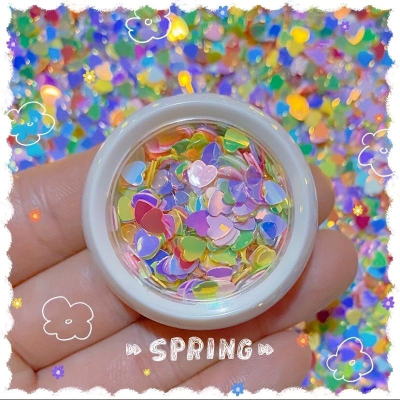 3D Heart Nail Glitter & Holographic Laser Stickers