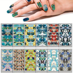 12 Sheets Marble Nail Wraps Stickers DIY Nail Art Decals for Daily Party Decor