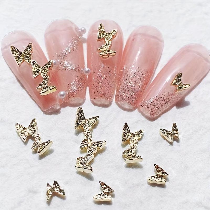 3D Conjoined Butterfly Nail Art Stickers with Silver Rose