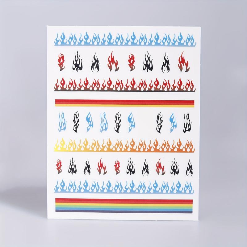 Colorful Flame Nail Art Stickers Self Adhesive Designs Nail Art Decals
