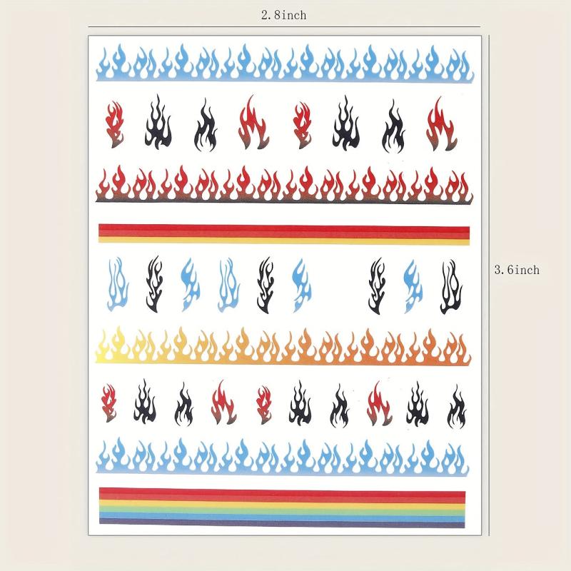 Colorful Flame Nail Art Stickers Self Adhesive Designs Nail Art Decals