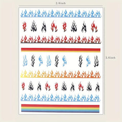 Colorful Flame Nail Art Stickers Self Adhesive Designs Nail Art Decals