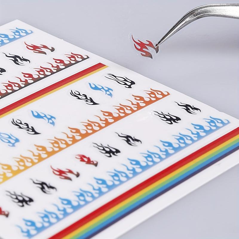 Colorful Flame Nail Art Stickers Self Adhesive Designs Nail Art Decals