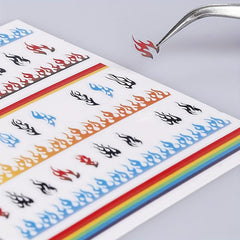 Colorful Flame Nail Art Stickers Self Adhesive Designs Nail Art Decals