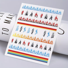 Colorful Flame Nail Art Stickers Self Adhesive Designs Nail Art Decals
