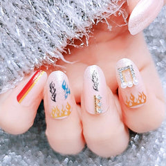 Colorful Flame Nail Art Stickers Self Adhesive Designs Nail Art Decals