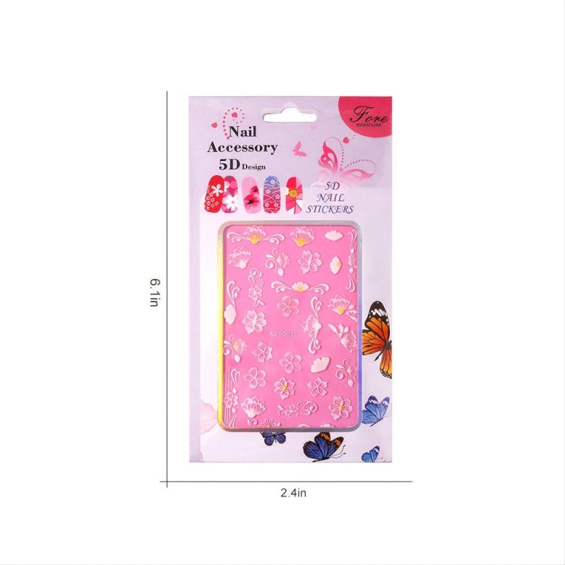 5D Floral Nail Stickers Adhesive Nail Decals Spring Summer Nail Art