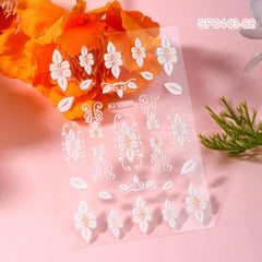 5D Floral Nail Stickers Adhesive Nail Decals Spring Summer Nail Art