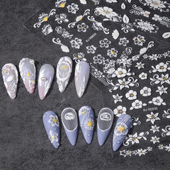 5D Floral Nail Stickers Adhesive Nail Decals Spring Summer Nail Art