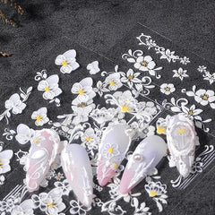 5D Floral Nail Stickers Adhesive Nail Decals Spring Summer Nail Art