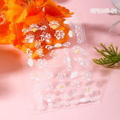 5D Floral Nail Stickers Adhesive Nail Decals Spring Summer Nail Art