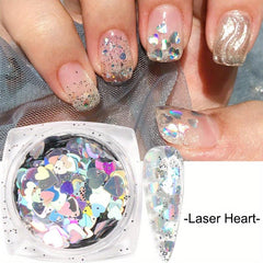 3D Manicure with Laser Holographic Nail Flakes Butterfly Heart Star Sequin