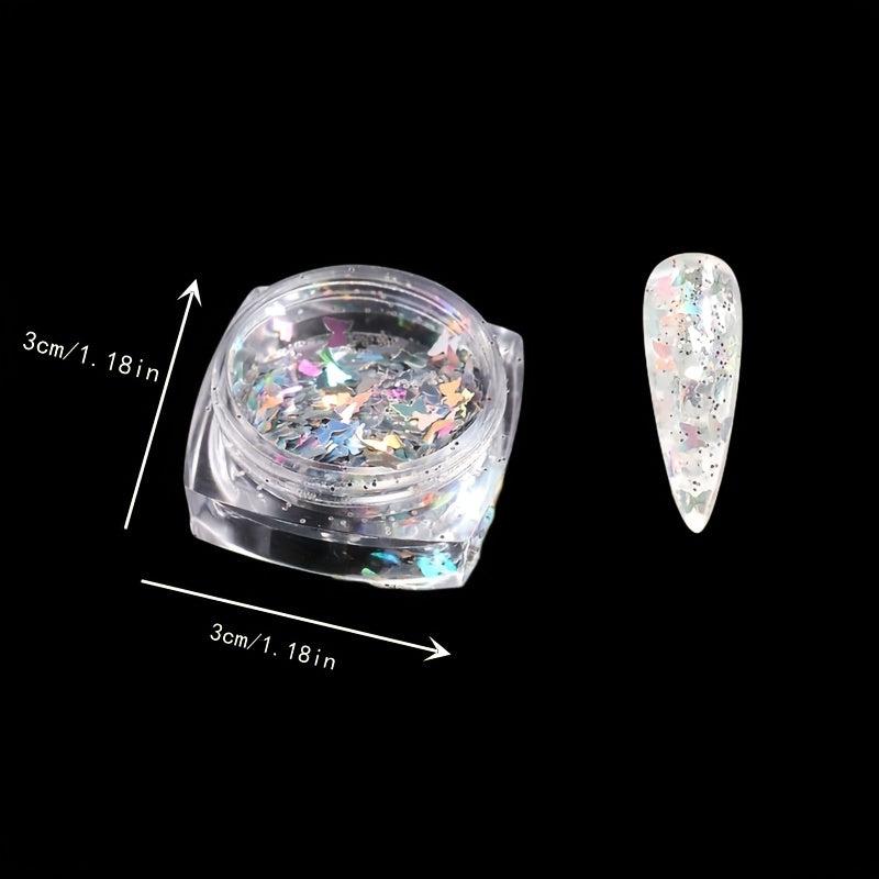 3D Manicure with Laser Holographic Nail Flakes Butterfly Heart Star Sequin