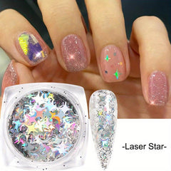 3D Manicure with Laser Holographic Nail Flakes Butterfly Heart Star Sequin