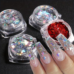 3D Manicure with Laser Holographic Nail Flakes Butterfly Heart Star Sequin