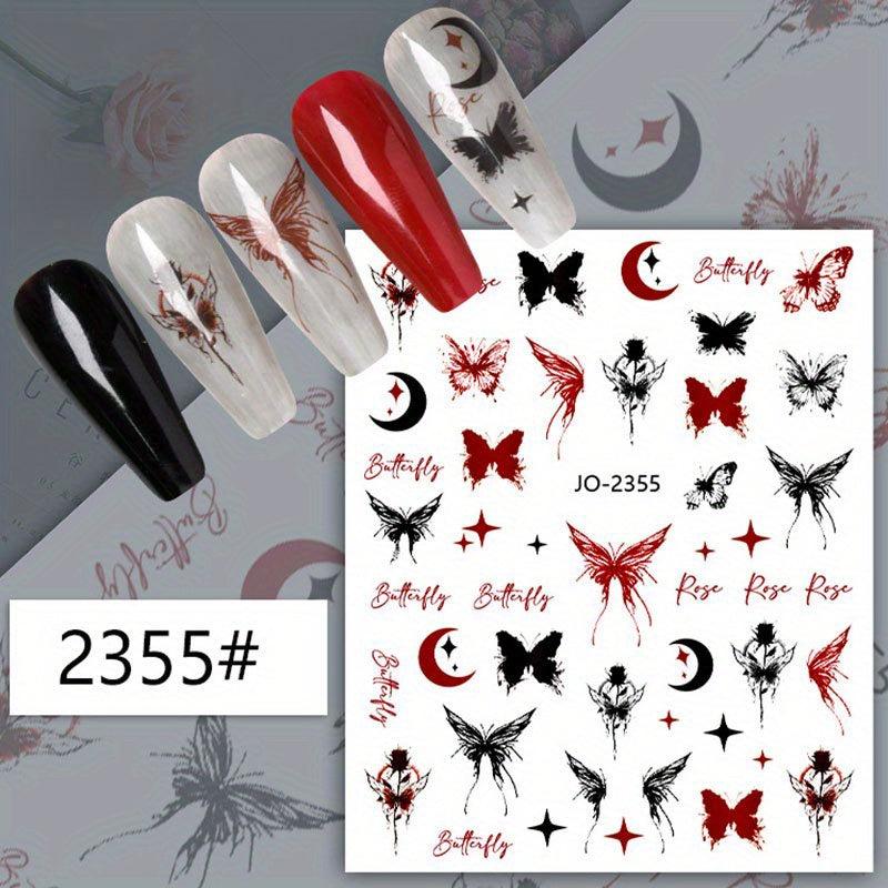 3D Butterfly Nail Stickers for Women - Dark Series DIY Nail Art Decals