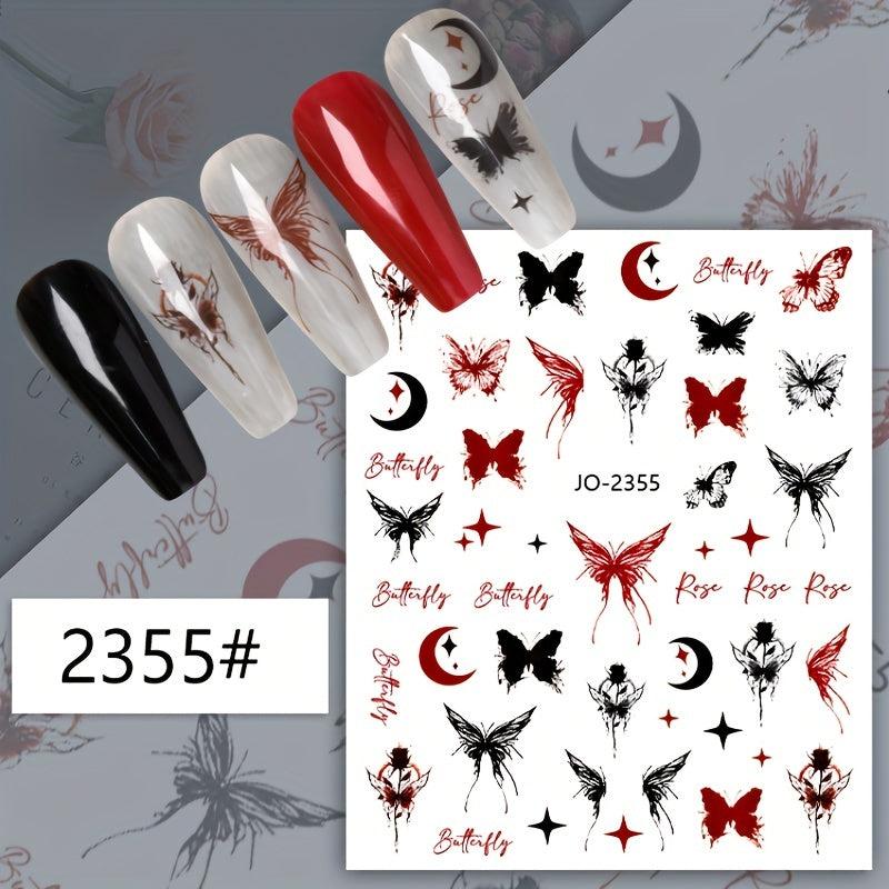 3D Butterfly Nail Stickers for Women - Dark Series DIY Nail Art Decals