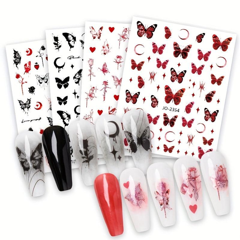 3D Butterfly Nail Stickers for Women - Dark Series DIY Nail Art Decals