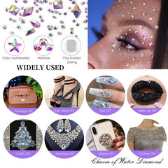6 Grid Rhinestone Nail Art Set Flat Back Gemstones for DIY Nail Art