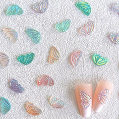 Aurora Butterfly Wings Nail Charms Resin Stones Rhinestones 30 Pcs