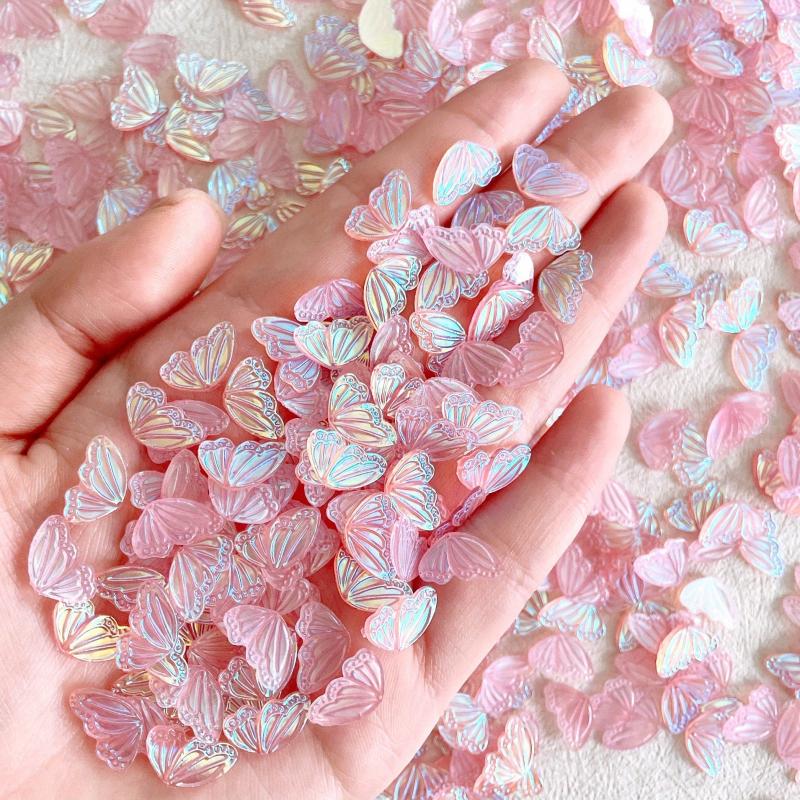 Aurora Butterfly Wings Nail Charms Resin Stones Rhinestones 30 Pcs